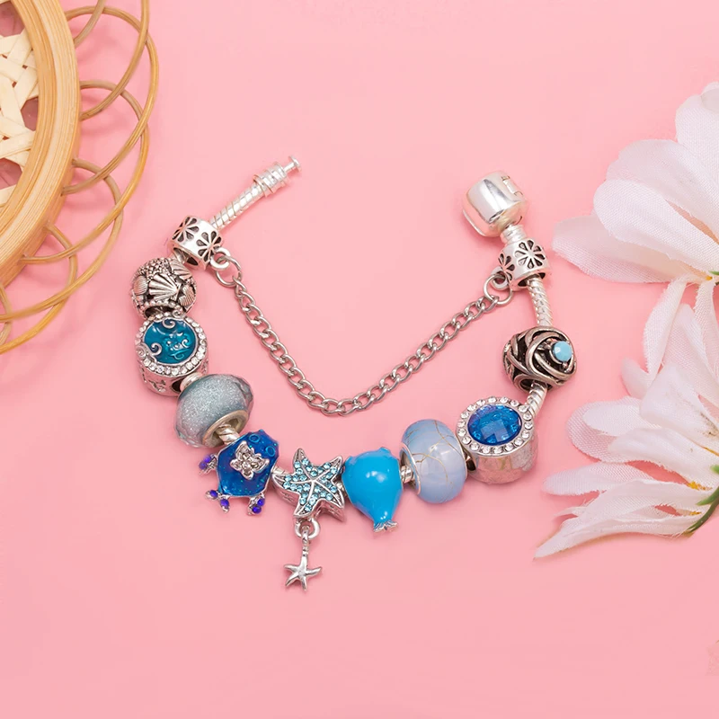 Подвеска для браслета сделай сам ювелирное изделие с подвесками в виде синих