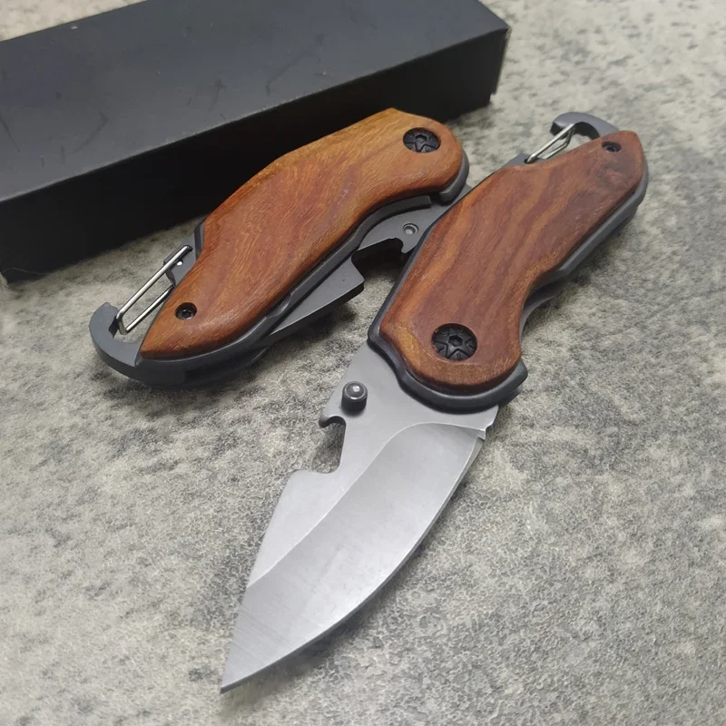 Дамасский складной нож портативный тактический клинок из палисандра 3Cr13 с