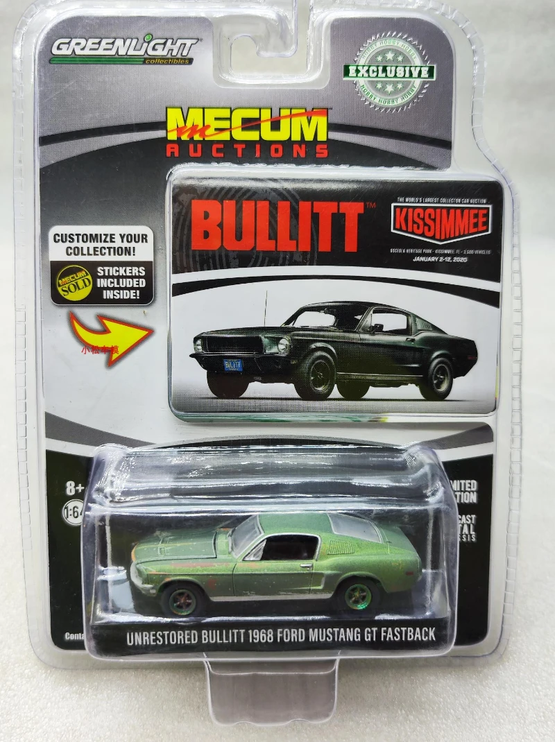 

1:64 UNRESTORED BULLITT 1968 FORD MUSTANG GT FASTBACK Diecast Car Metal Alloy Model Car kids toys collection gifts W741