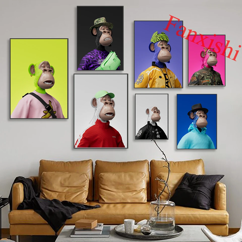 

Hd Art Print Animal Canvas Painting Abstract Fashion Funny Monkey Poster Office Wall Painting Living Room Bedroom HomeDecoration