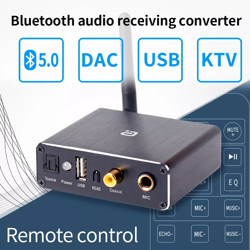 

DAC Decoder Adapter Bluetooth 5.0 Receiver Amp U-disk Player KTV microphone Adapter Optical Coaxial To Analog Converter