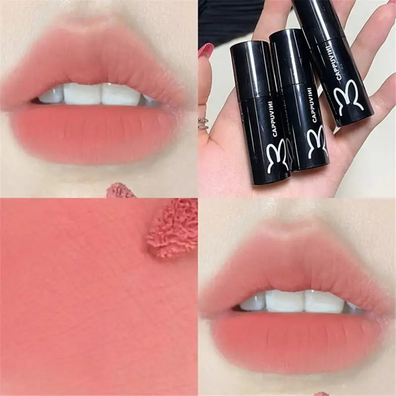

Rose Pink Lip Gloss Milk Tea Color Velvet Matte Soft Liquid Lipstick Black Rabbit Lip Tint Mud Cosmetics Moisturizing Lip Glaze