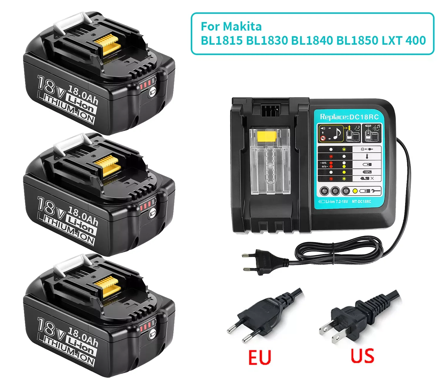 

BL1860 Rechargeable Batteries18V 18000mAh Lithium Ion for Makita 18v Battery 18Ah BL1840 BL1850 BL1830 BL1860B LXT400+Charger