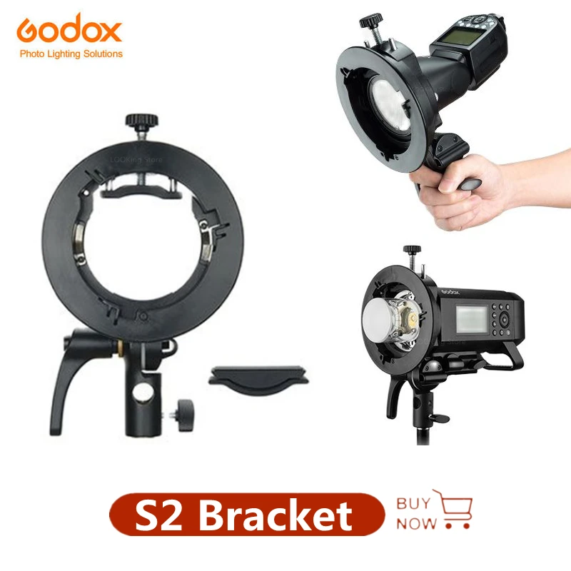 

Godox S2 Speedlite S-Type Bracket Bowens Mount Flash S-type Holder Bracket for Godox V1 TT685 V860II TT350 AD200 Flash