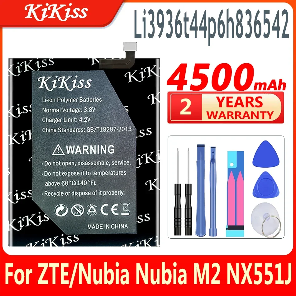 

KiKiss 100% New Battery Li3936t44p6h836542 4500mAh For ZTE/Nubia M2 Dual SIM For NubiaM2 Dual SIM TD-LTE NX551J 5.5" Batteries