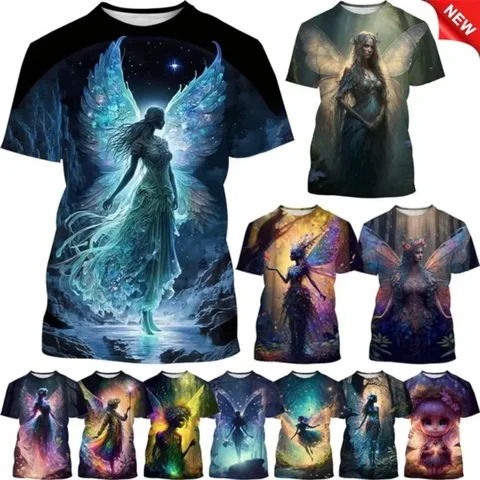 Hot Selling New Fairy 3D Printed T-shirt Forest Elf Round Neck Short Sleeve Magic Elf Fashion Casual Top for Men and Women