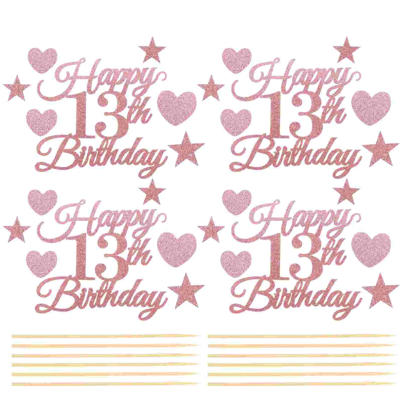 

Cake Birthday Cupcake Picks Topper Toppers Decor Dessert Heart Decoration Star Happy Glitter Anniversary Decors Decorations 10Th