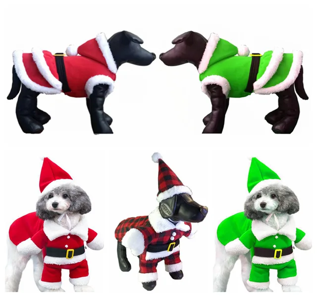 

Pet Funny Clothes Xmas Clothing Warm Fleece Coat Puppy Dog Fashion Christmas Clothes Santa Claus Standing Costume New