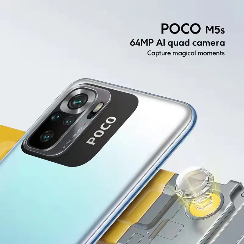 Najtaniej Poco M5s 4GB 64GB 6GB 128GB Wersja Globalna Telefon Komórkowy | Wyświetlacz AMOLED | 64MP Kamera | Oryginalny Nowy | 33W ładowarka EU | NFC