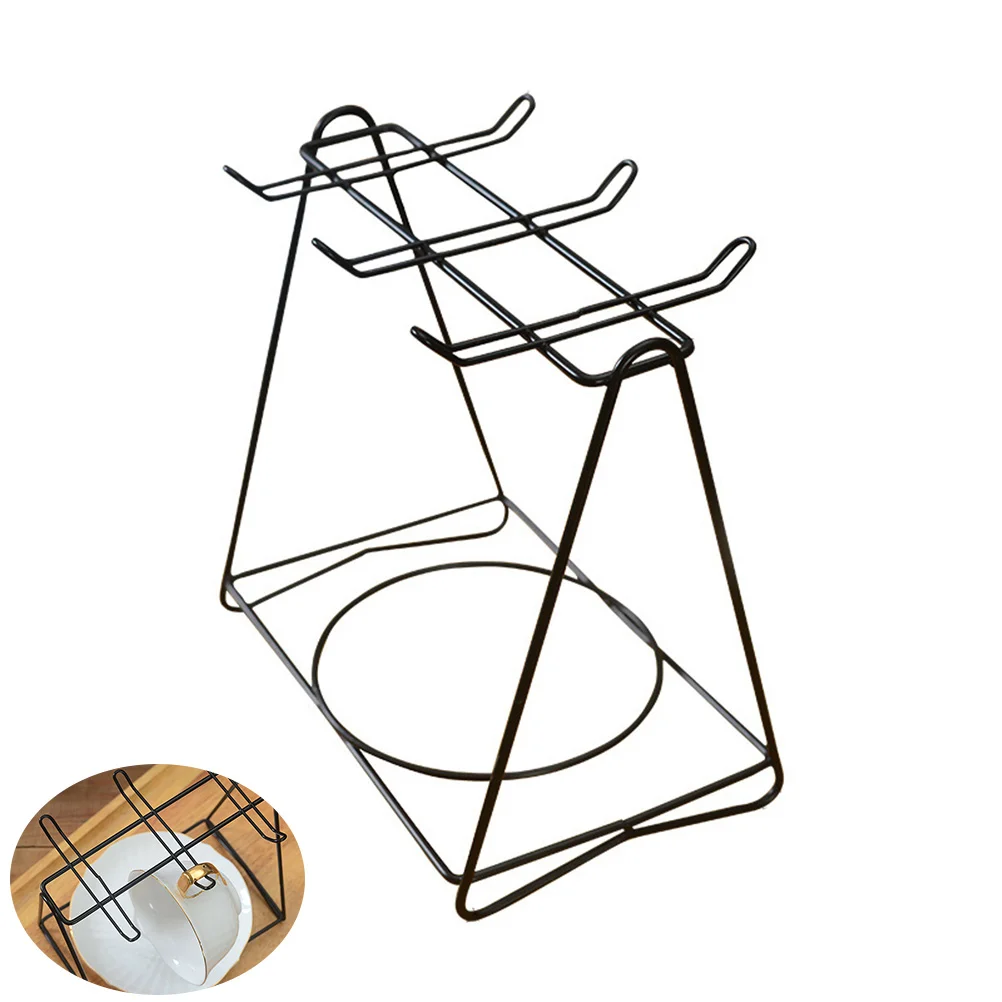 

Rack Cup Mug Holder Stand Coffee Plate Tea Mugs Iron Hanging Organizer Saucercountertop Storage Display Hanger Stainless Steel