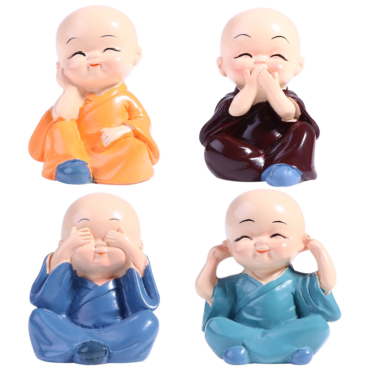 

WINOMO 4PCS KongFu Monk Car Interior Display Decoration Car Seat Ornament Home Decor (Random Color)