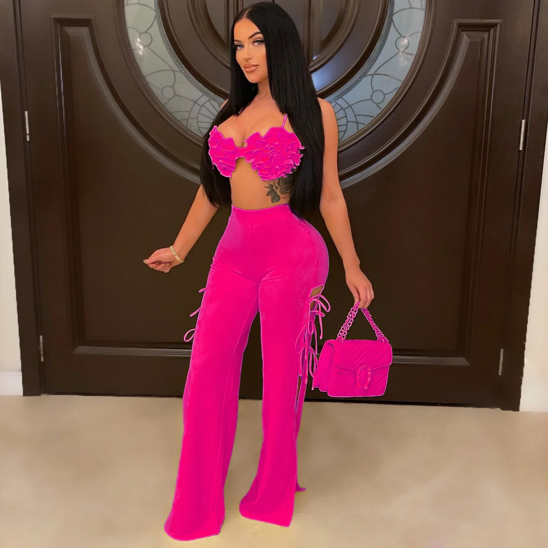 CM.YAYA 2022 летний женский комплект из 2 предметов топы с бюстгальтером цветочным