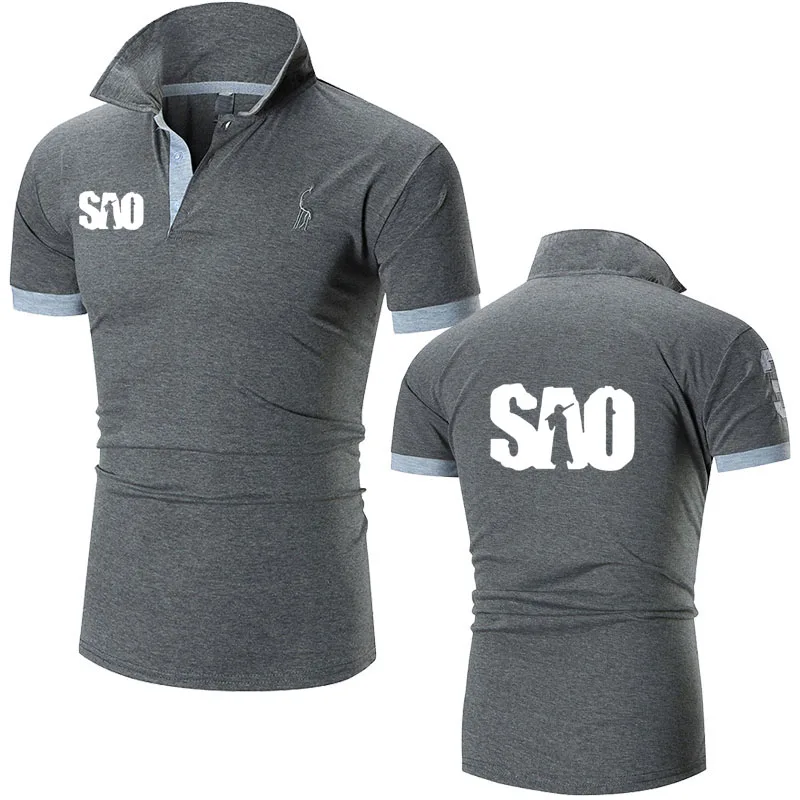

SAO Sword Art Online logo print Business casual sports men golf shirt High Quality 100% Cotton Men's Polo Shirt Short Sleeve