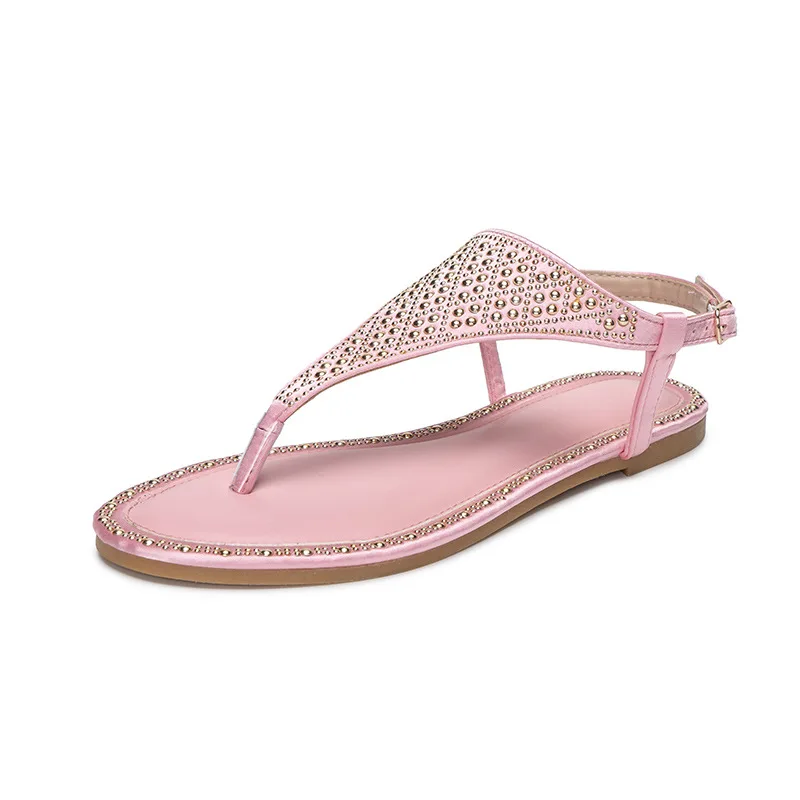

Women's Slippers Clip Feet Rhinestone Female Sandals Summer Sandals Flat Bottom Sandals Women's Shoes Girls Sandals 37-42