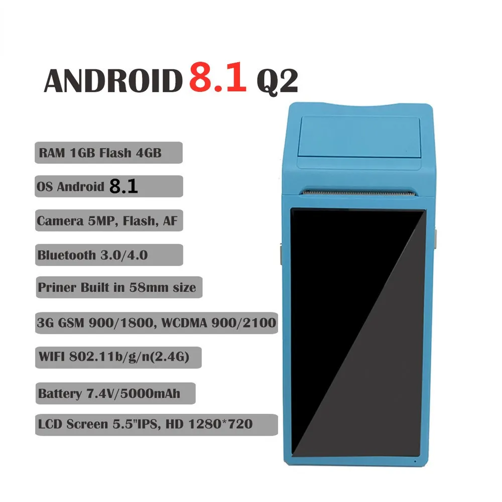 

Scanner printer Android NFC Handheld POS Terminal Thermal printer WIFI Bluetooth 3G PDA Printing for Retail Food Shop JP-Q2 Best