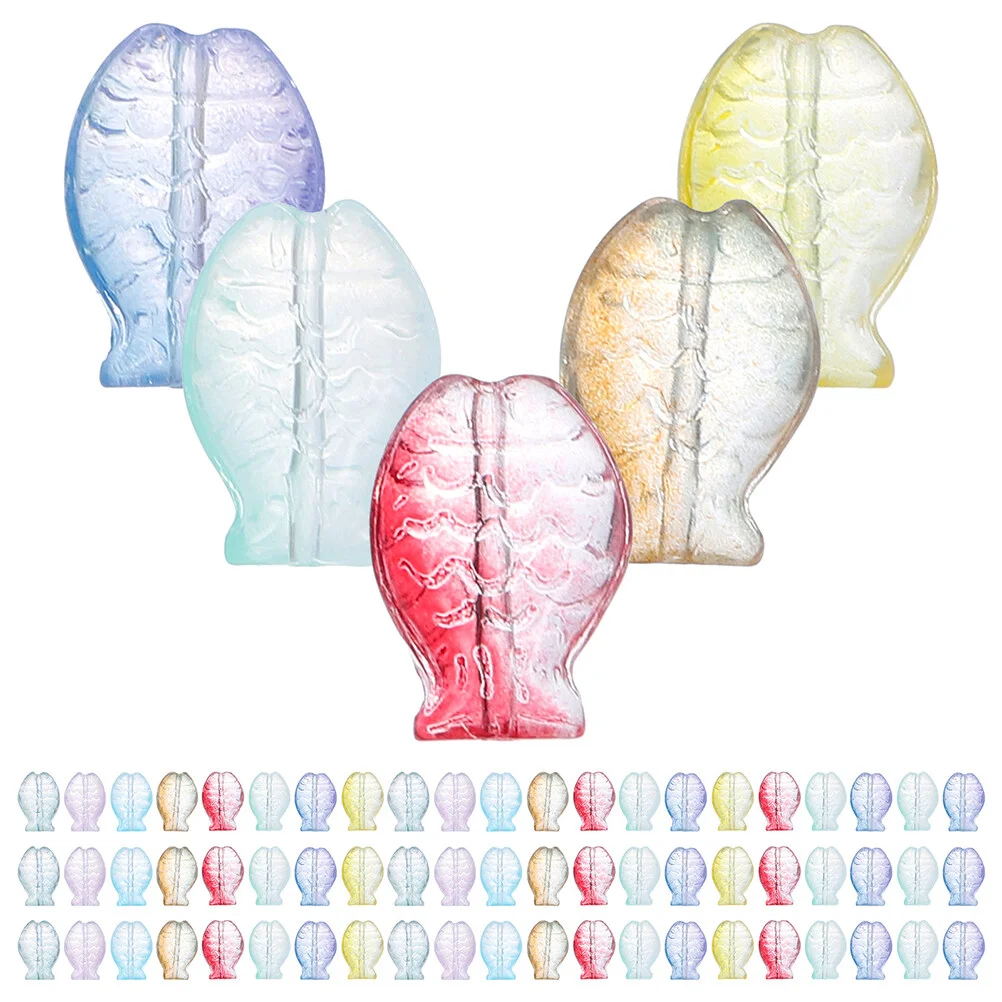 

90 Pcs Small Fish Pendant Glass Beads Jewelry Making Crystal Spacer DIY Charms Bulk