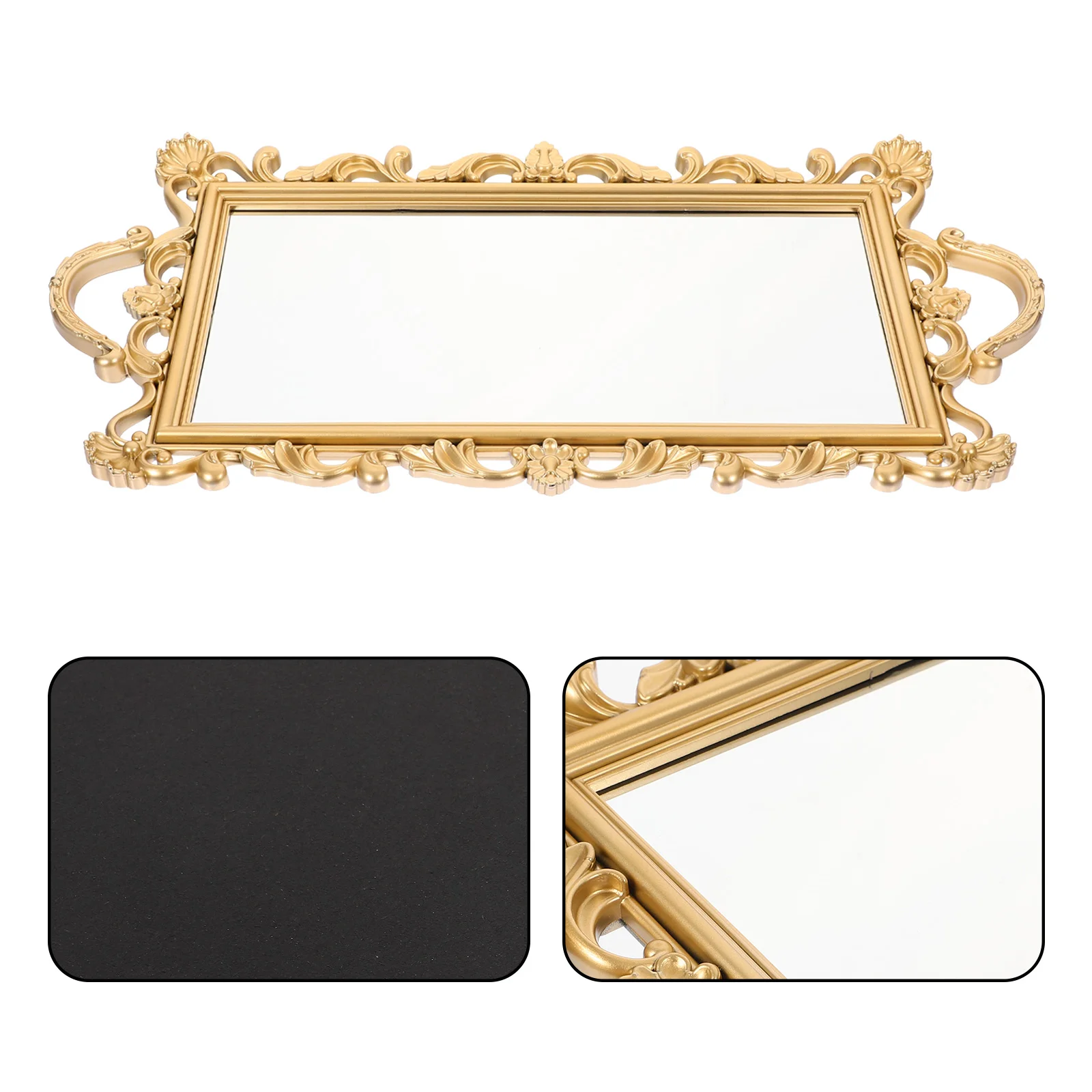 

Decorative Mirror Tray Makeup Organizer Jewelry Serving Tray Tray for Dessert Table Coffee Table Vanity Home Decor Golden
