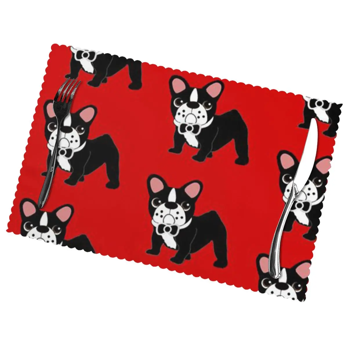 

Boston Terrier Dog Non-Slip Insulation Place Mats for Kitchen Dining Table Washable Placemats Bowl Coaster Cup Mat Set of 6