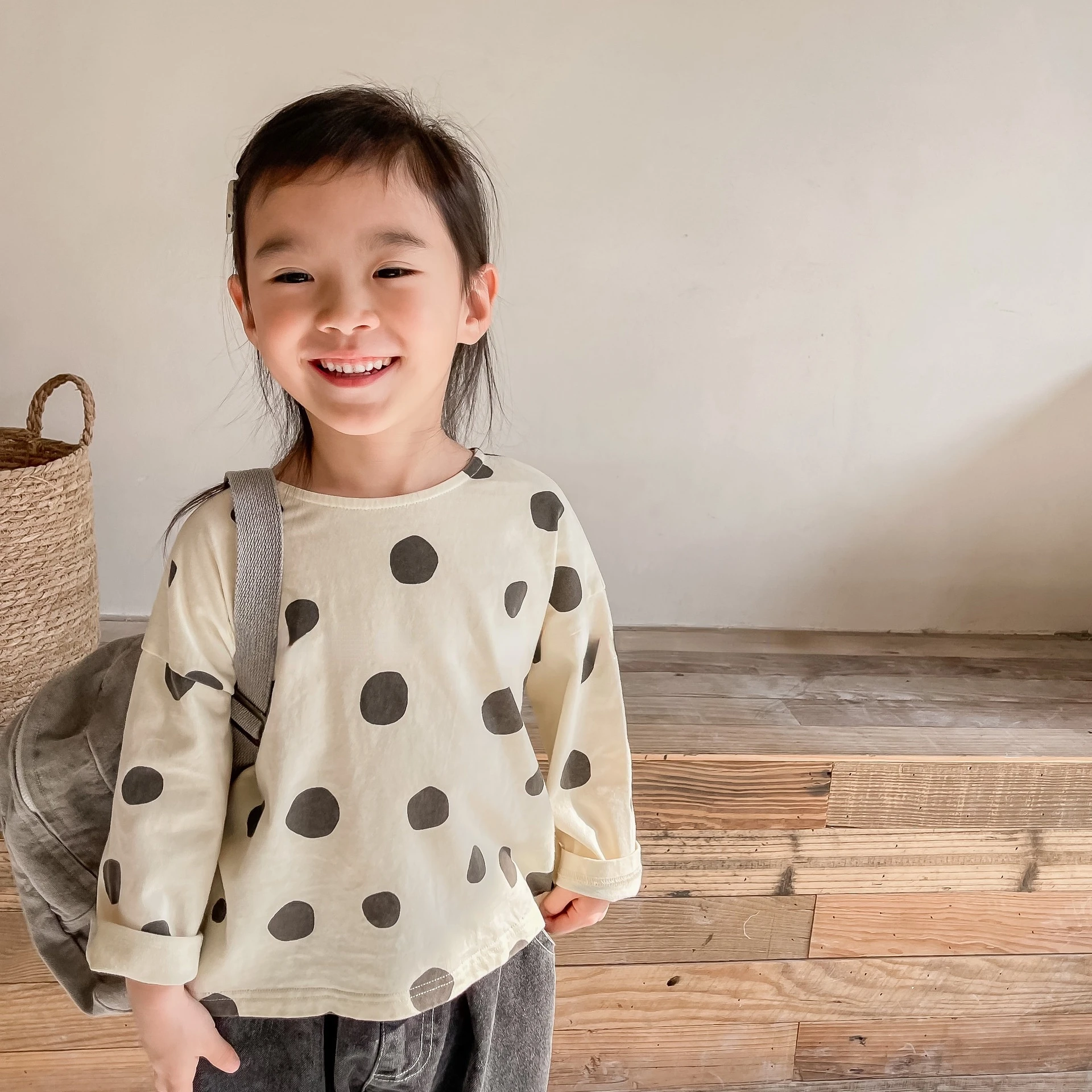 2022 Spring Kids Tops clothes baby boys and girls polka dot long sleeve base T shirts