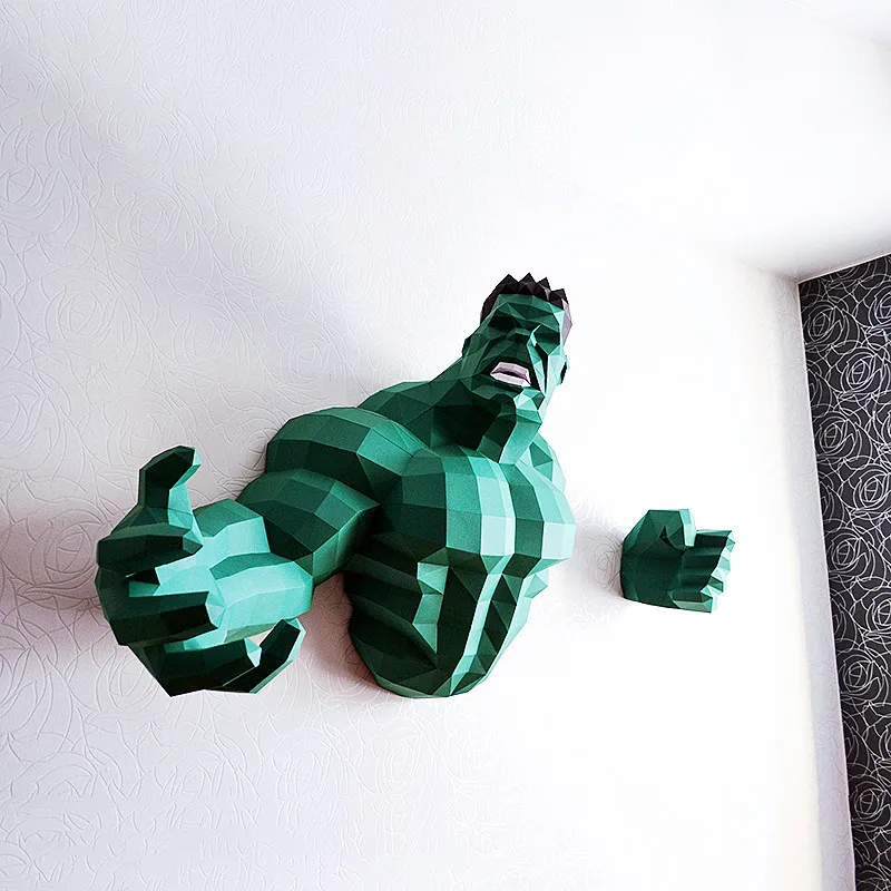 

70cm Superhero Green Giant figure 3D puzzle Paper model home wall decoration handmade Geometric origami card model Building Sets