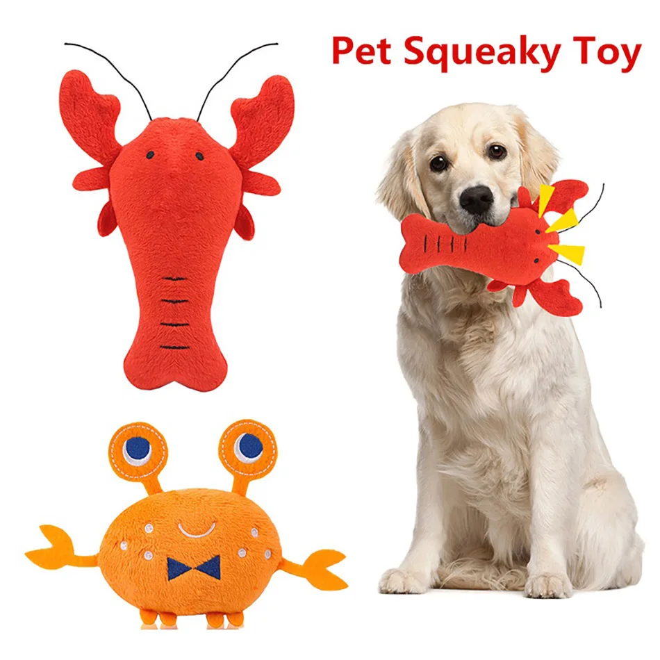 

Pet Dog Chew Toy Plush Squeaky Interactive Sound Toy For Small Medium Large Big Dog Train Play Game Puppy Toy Cute Lobster Crab