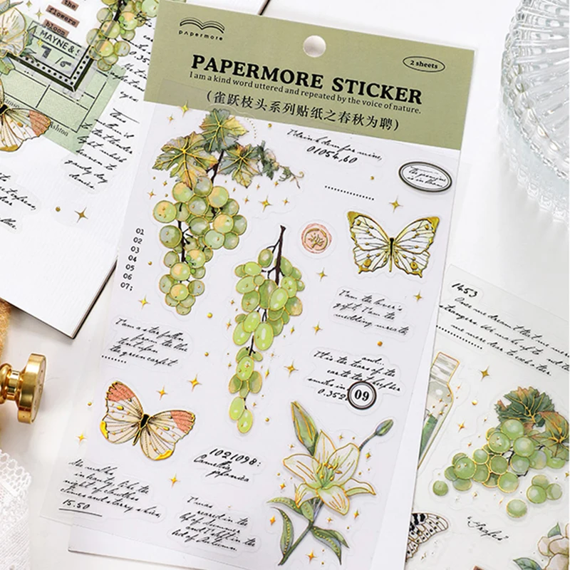 Водонепроницаемые наклейки с изображением растений и бабочек 2 шт. |