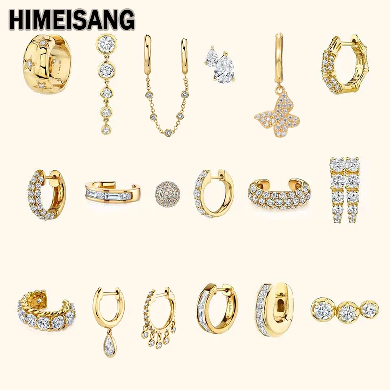 

HIMEISANG Silver Gold Filled Hoop Earrings for Women Stud Earring Zircon Piercing Dangle Earings personalized Jewelry Wholesale