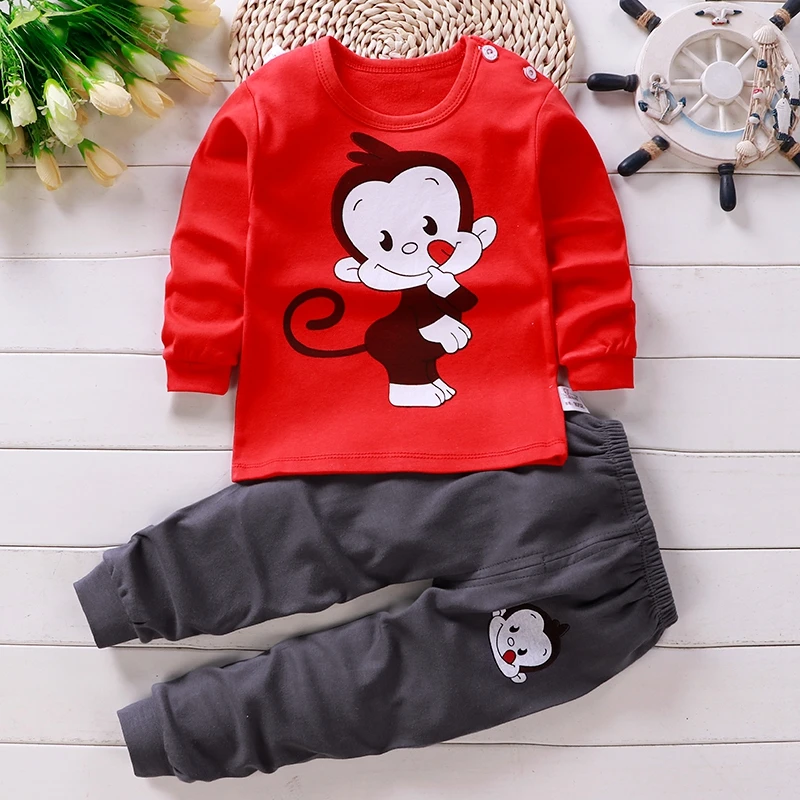 

Hibobi Children Pajamas Set Kids Baby Monkey Boys Cartoon Casual Clothing Costume Short Sleeve 2-piece