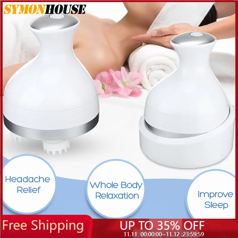 

Electric Head Massager Waterproof Body Massage Health Care Shoulder Neck Deep Tissue Kneading Massage Wireless Scalp Massager