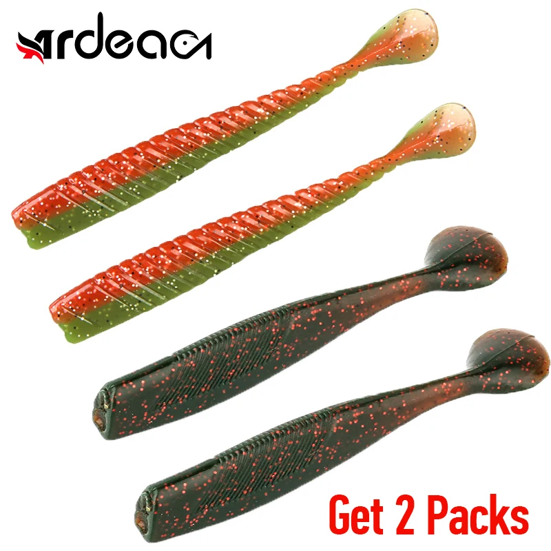 

Ardea Shad T Tail Bait 80mm/90mm 2 Bags Silicone Worm Soft Fishing Lure Aritificial Easy Shiner Plastic Swimbait Wobblers Tackle