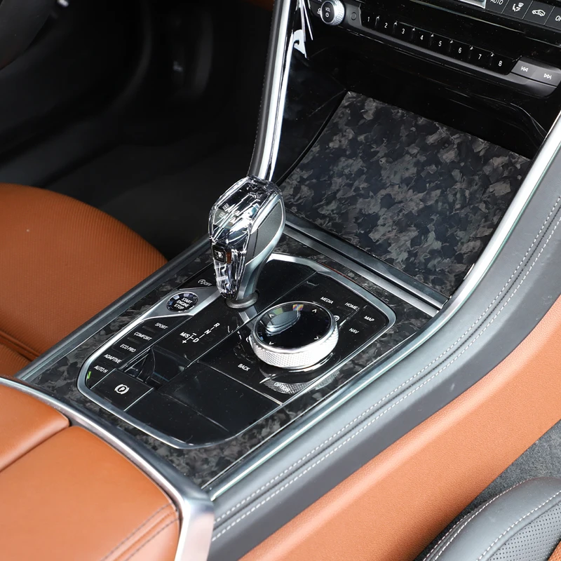 Фото Для BMW 8 серии G14 G15 G16 рамка центральной панели управления салона автомобиля наклейка из настоящего углеродного волокна 2 шт. 2019-2022 №5