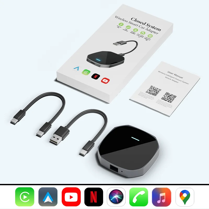 Phoebus Link Android 13, ТВ-приставка, светодиодный CarPlay, беспроводной Android Auto, беспроводной автомобильный адаптер, поддержка Youtube Netfilx, IPTV, GPS