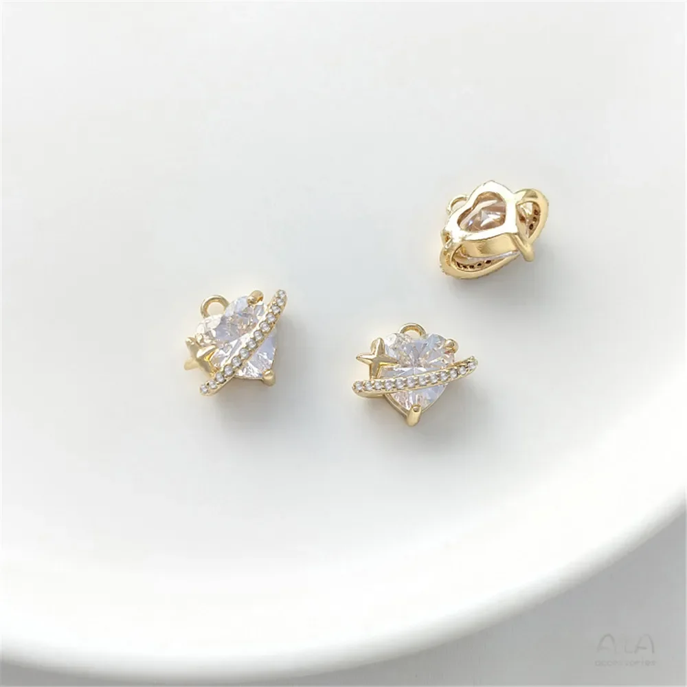 1 шт. 14-каратное золото посылка с циркониевым кулоном в форме сердца лавы подвеска