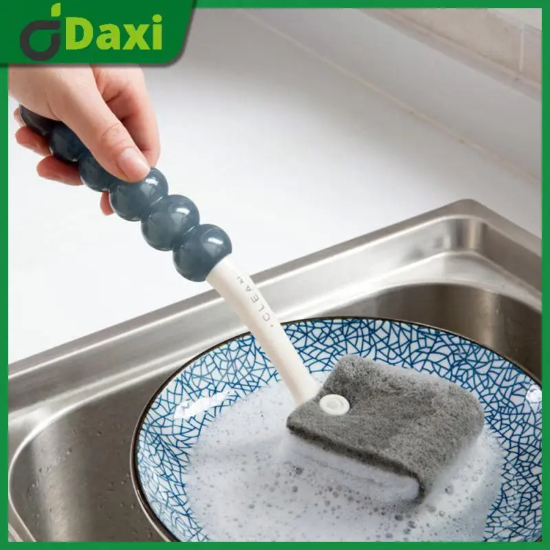 

Washing Dish Stove Scouring Cloth Household Steel Wire Ball Brush Remove Oil Stains Long Handle Brush Kitchen Supplies Hanging
