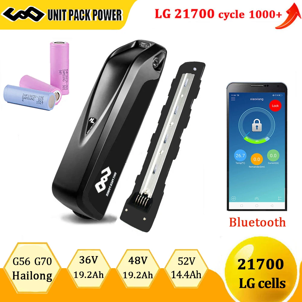 

Bluetooth 21700 EBike Battery LG Hailong 36V 48V 52V 19.2Ah 14.4Ah G56 G70 for Electric Bicycle 250W 350W 500W 750W 1000W 1500W