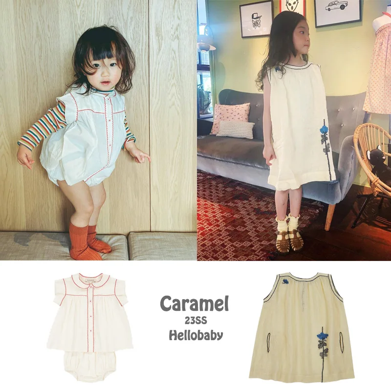 

Jenny&DaveSpot summer new style children's skirt ramie cotton series Chinoiserie sleeveless dress heavy industry embroidery baby