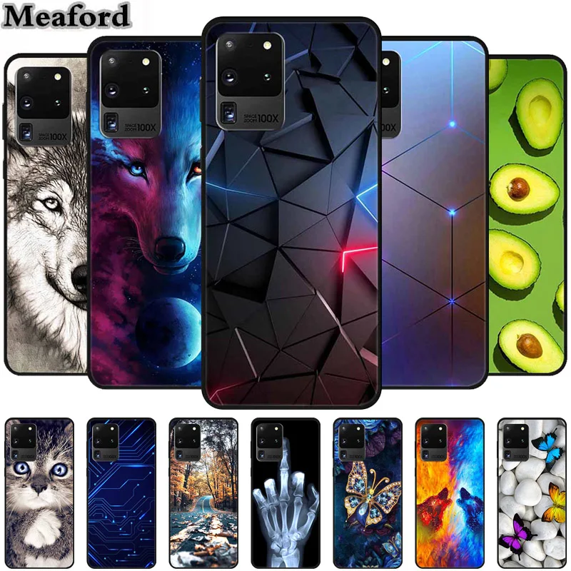 Чехол для Samsung S20 Ultra 5G, чехлы для телефонов с животными, Мягкая силиконовая задняя крышка из ТПУ для Samsung Galaxy S20 Ultra LTE 5G, чехол-бампер