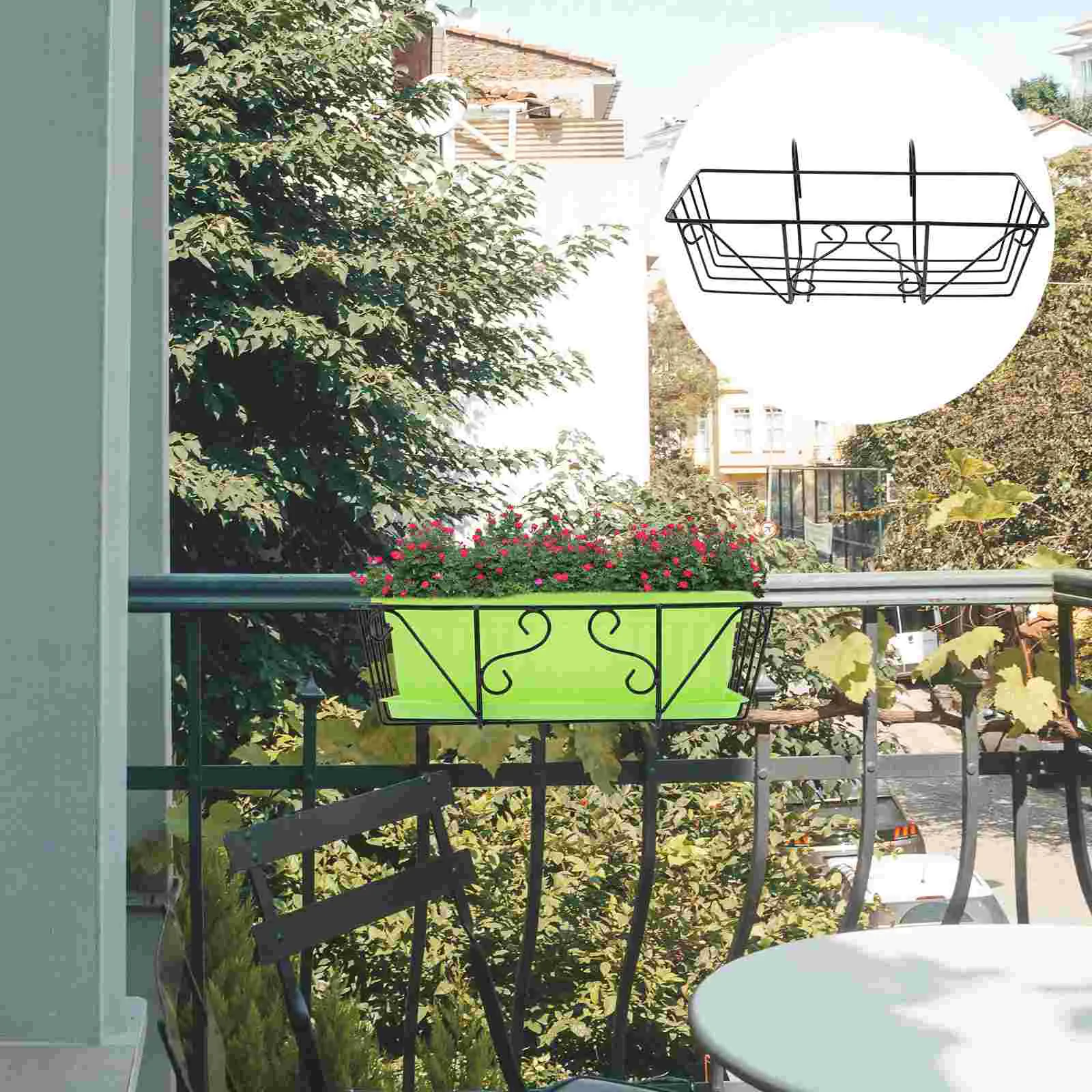 

Planter Balcony Holder Flower Hanging Railing Pot Basket Stand Metaliron Fence Planters Hanger Shelf Potted Box Rail Deck Over