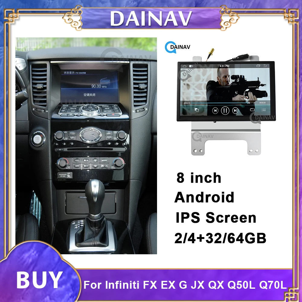 

Универсальный автомобильный DVD-плеер 8 дюймов GPS-навигация для Infiniti FX EX G JX QX Q50L Q70L Android автомобильная стереосистема Авторадио