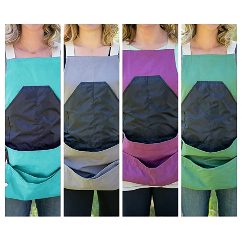 

Gardening Apron with Big Pocket Waterproof Deep Kangaroo Pouch Work Tool Bib