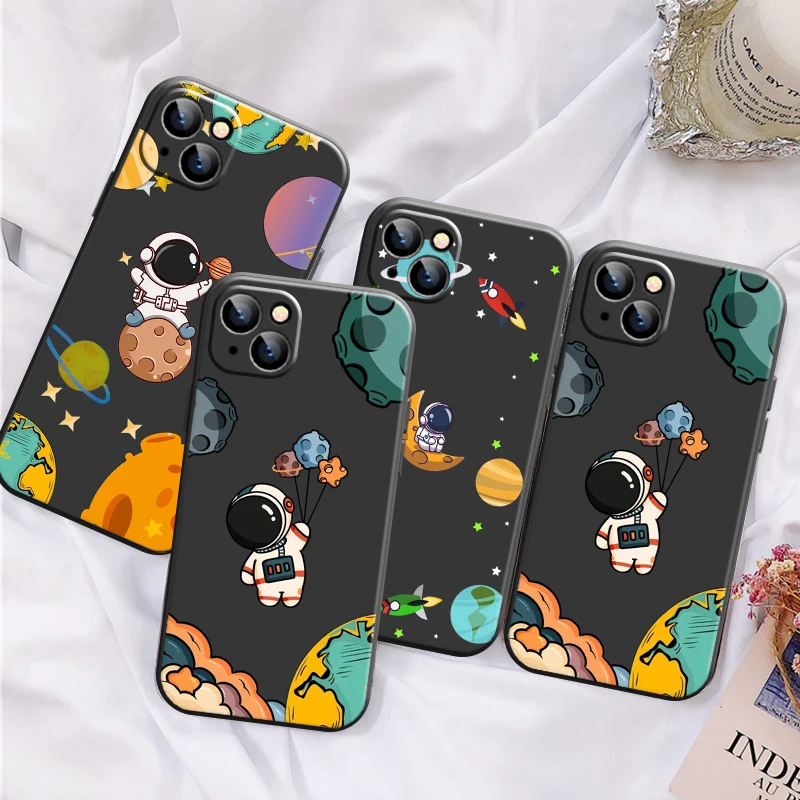 

Милый чехол для телефона с астронавтом для Apple iPhone 13 12 11 Pro 12 13 Mini X XR XS Max SE 6 6s 7 8 Plus, мягкий силиконовый чехол