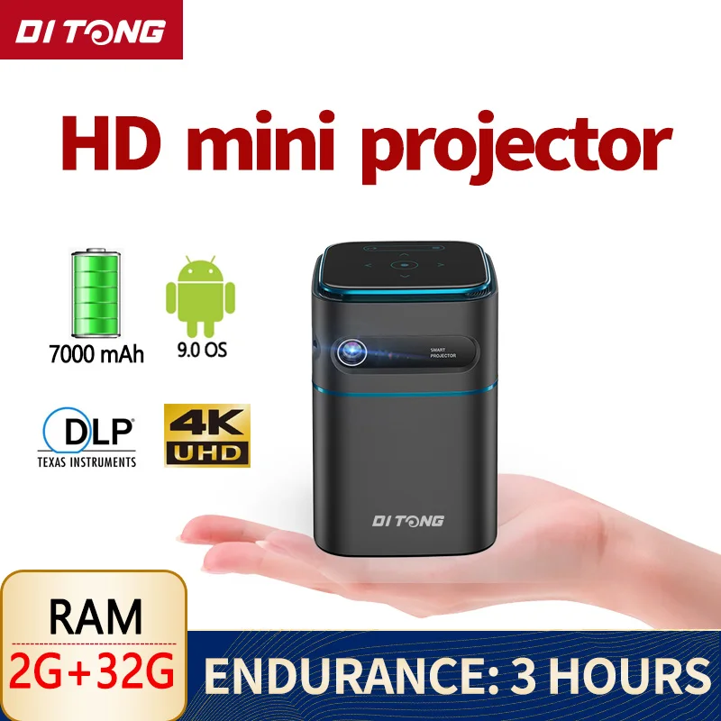 Умный мини-проектор DLP портативный проектор с поддержкой bluetooth Full HD Wi-Fi игровой