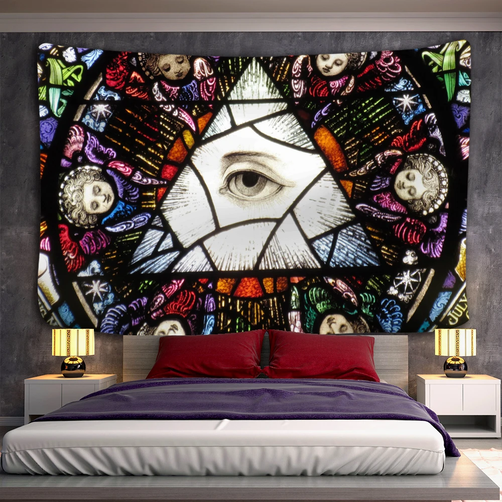 

Psychedelic Eye Tapestry Wall Hanging Portrait Witchcraft Hippie Abstract Mystery Horror Dark Home Decor