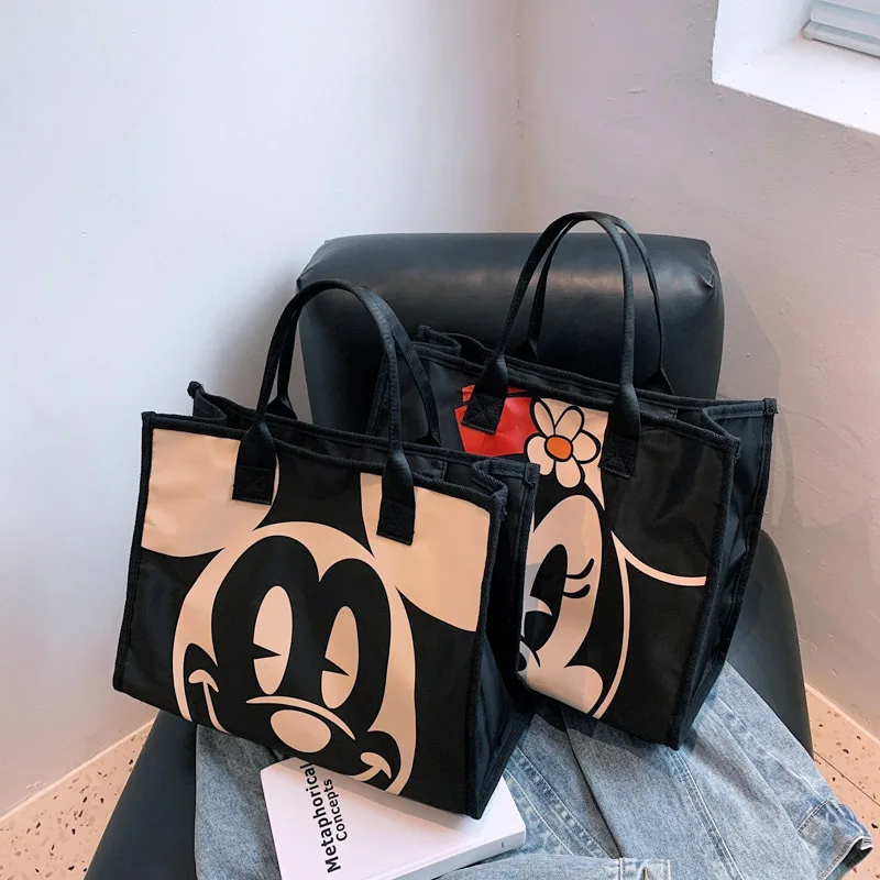 

2022 Disney Summer New Mickey Mouse Canvas Handbag Cartoon Printing One Shoulder Tot Bag Donald Duck Simple Fashion Girl Bag