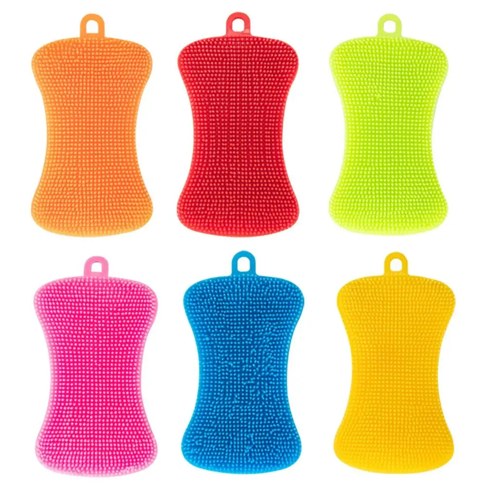 

High Quality Scrubber Silicone Dish Fruit Pot Pot Pan Sponge Washing Brush Pan Wash Brushes Silicone Scouring Pad