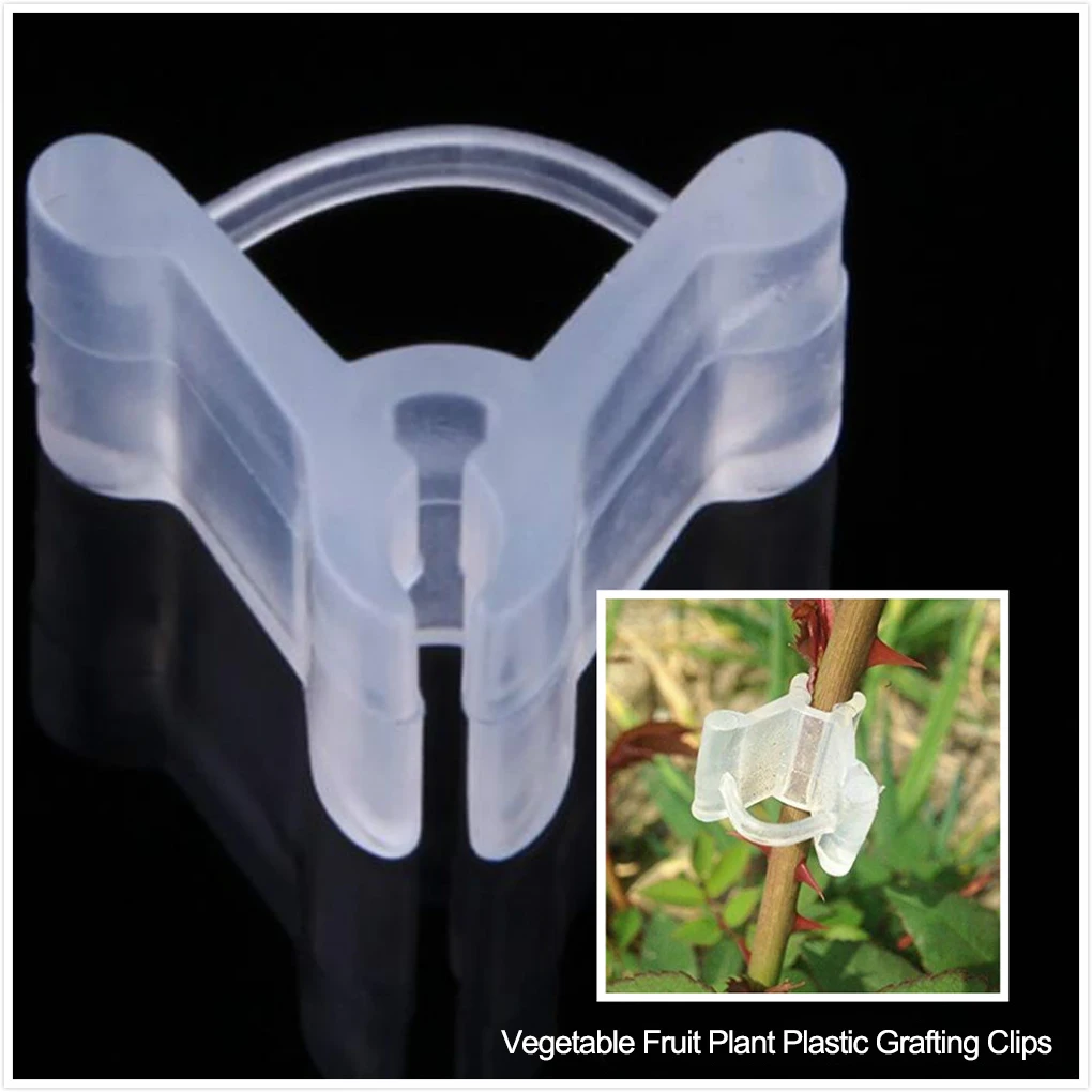 

100 Pieces Vegetable Fruit Plant Grafting Clip Watermelon Strawberry Tomato Half Transparent Support Clamp Gardening Accessories