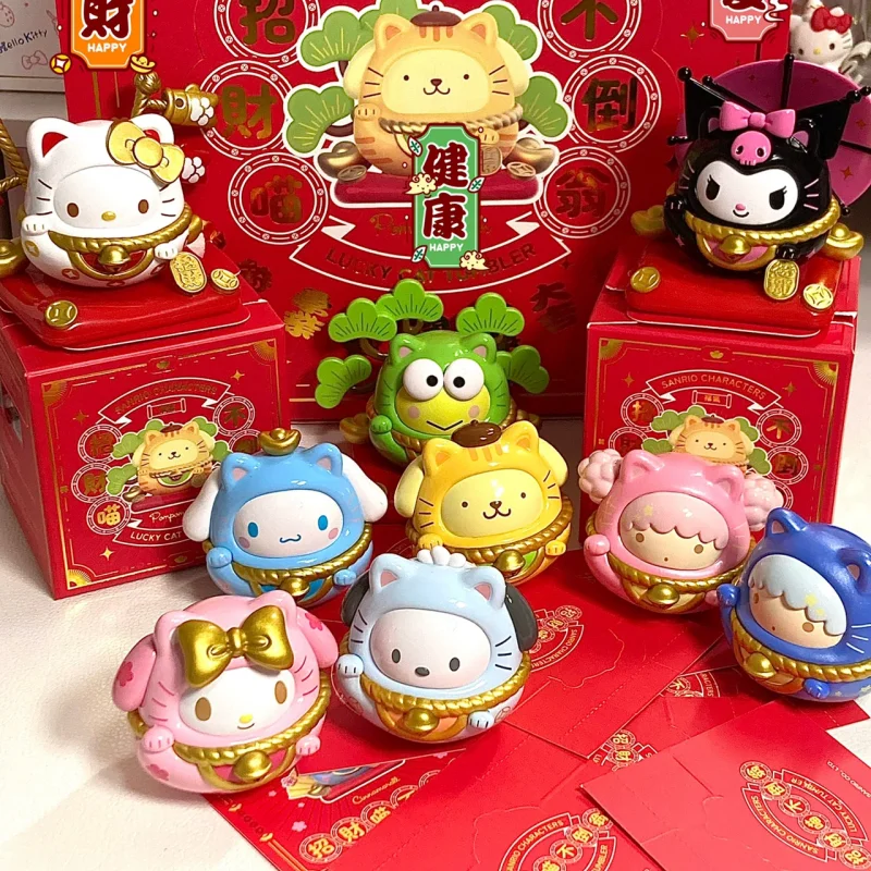 Sanrio Lucky Cat Фигурка Аниме Стакан Kuromi Cinnamoroll Pochacco Hello Kitty Фигурки Украшение Орнамент