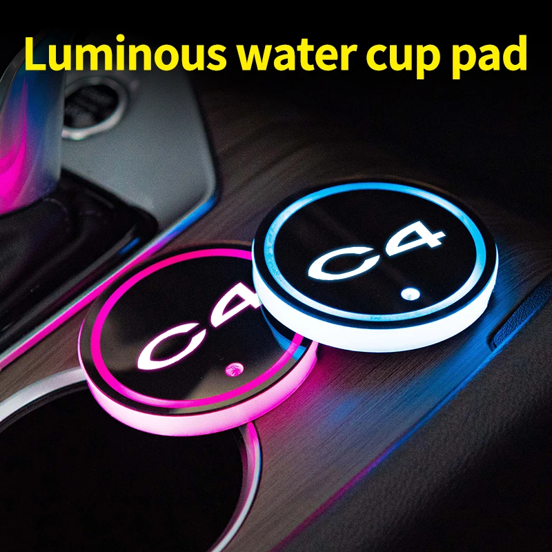 

Led Car Water Cup Mat Drink Holder for Citroen C4 Emblem Auto Interior Decorative Atmosphere Lights