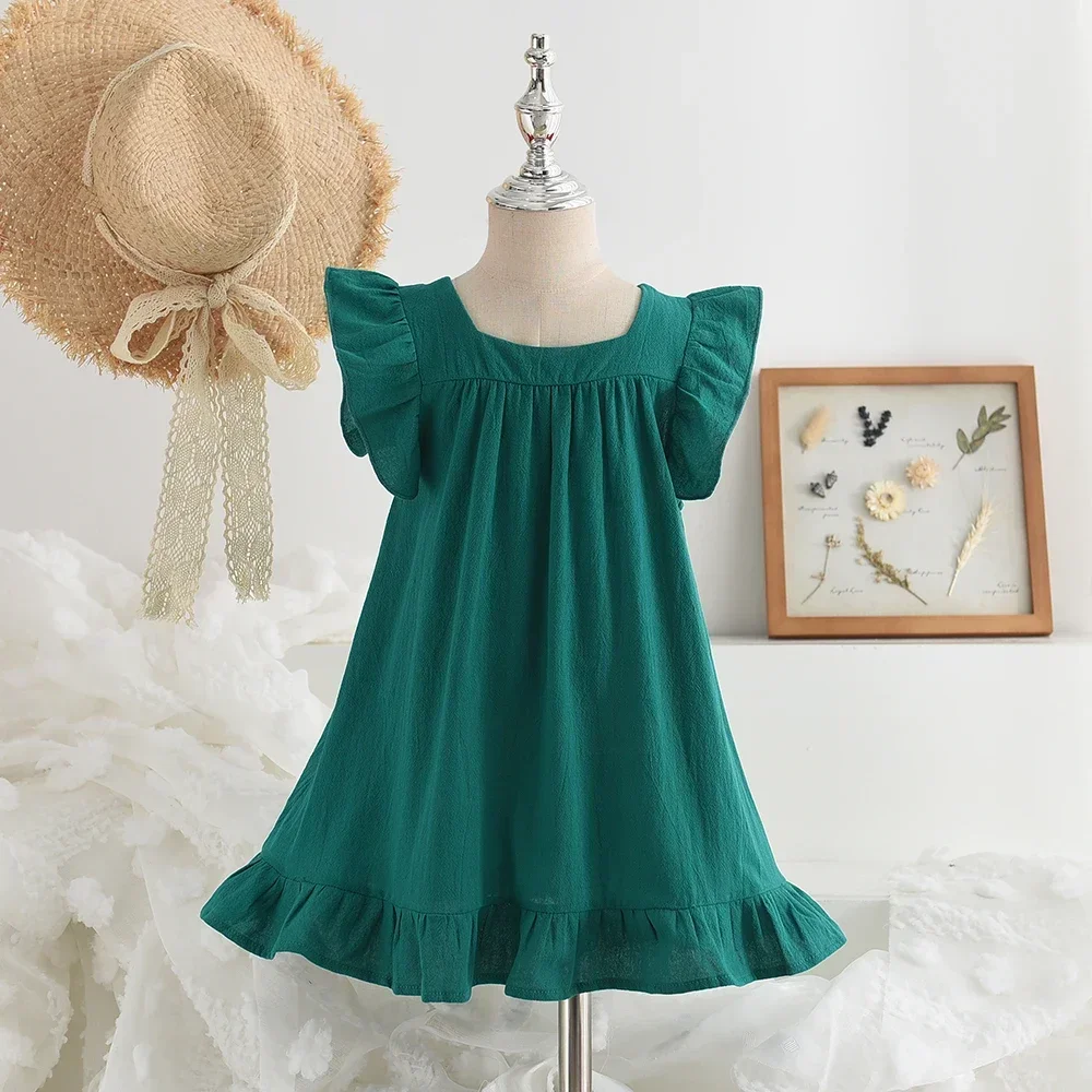 Корейское летнее платье с бантом для девочек элегантная одежда маленьких