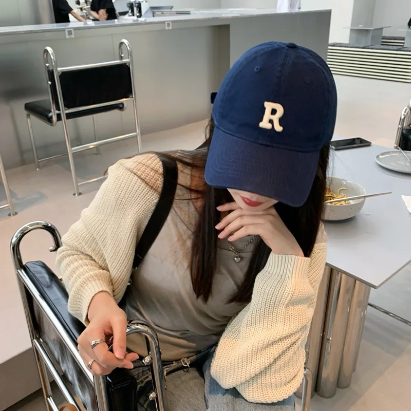 

Женская хлопковая бейсболка, летняя солнцезащитная Кепка с надписью R, Повседневная Снэпбэк Кепка 2023